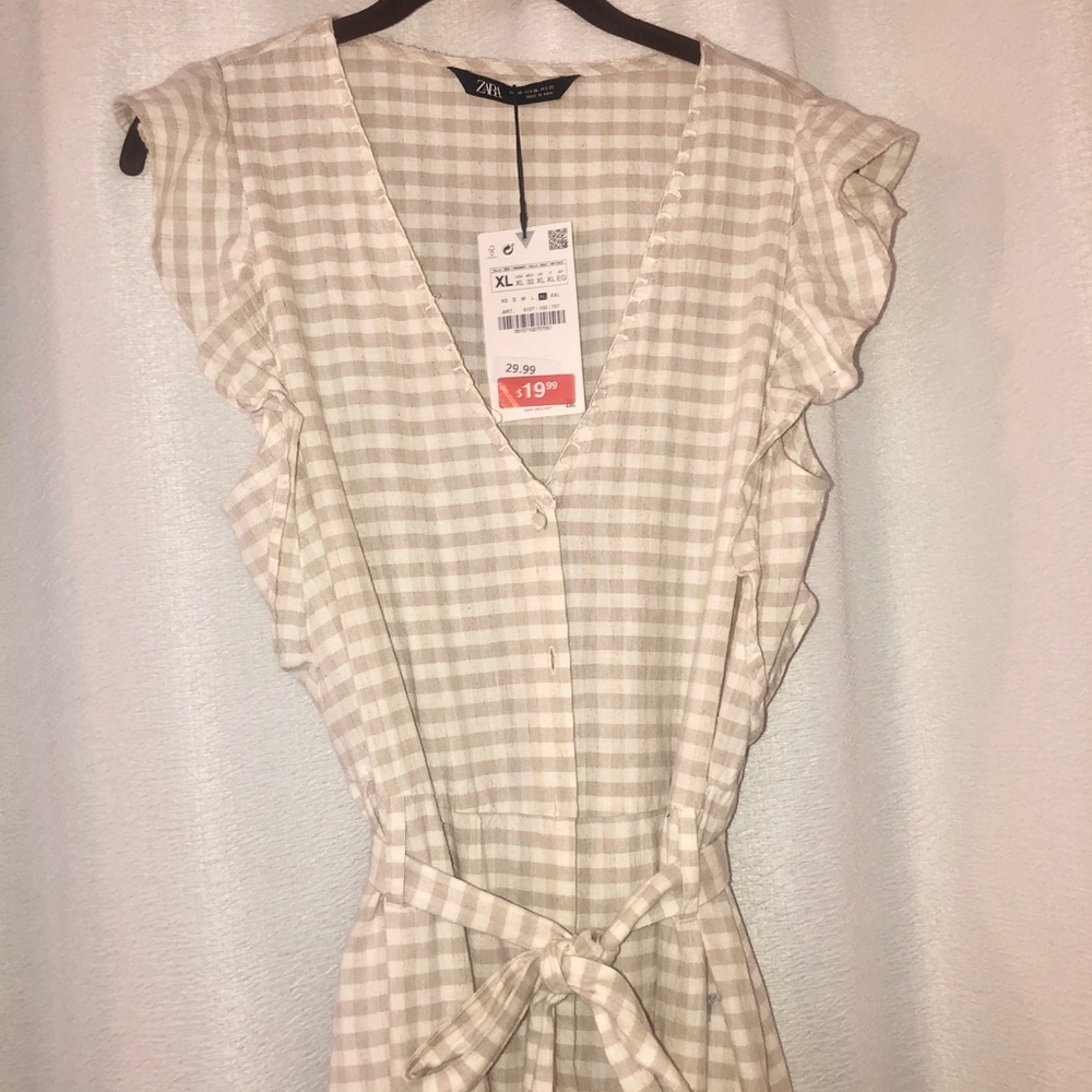 Zara Linen Ruffle Dress